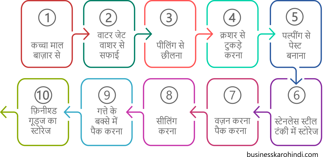 Process flow diagram for ginger garlic paste manufacturing