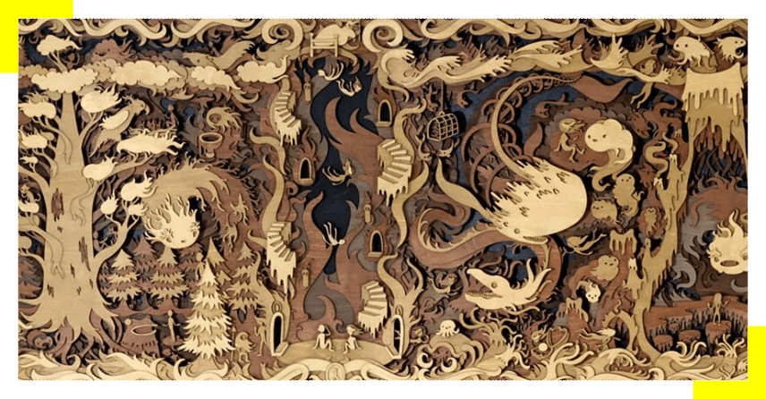 Laser Cut Relief Sculpture in Wood